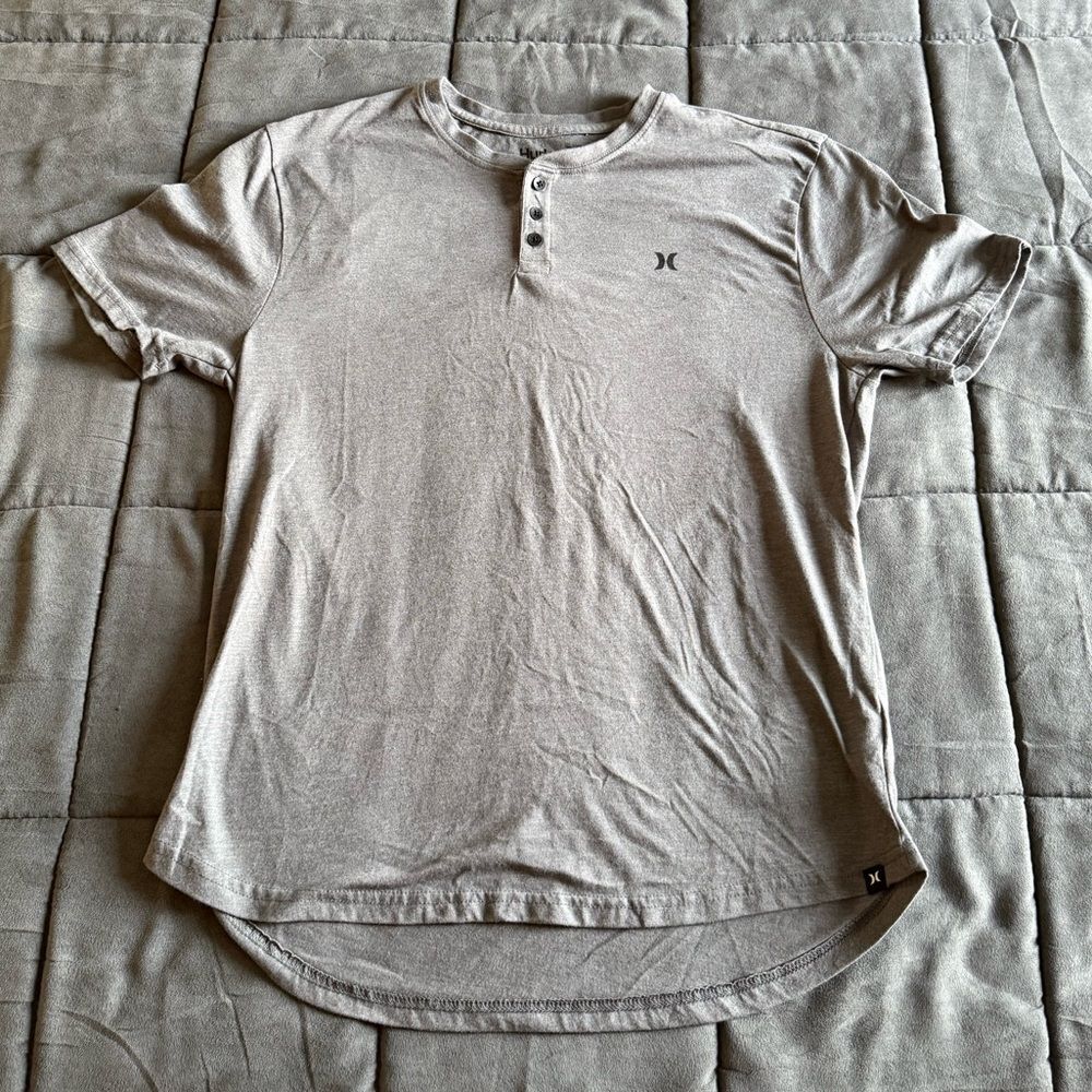 Hurley Light Gray Short Sleeve Henley Tee